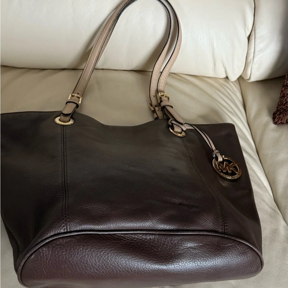 Michael Kors Dark Brown Tote with Gold Accents